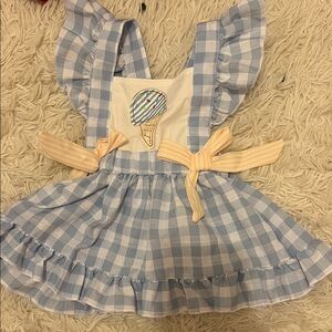 Blue and White Checkered Kids Dress